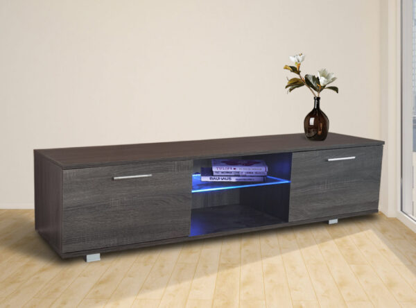   TV-Schrank Tenus – TV-Sideboard – LED-Beleuchtung – 160 cm breit – braungrau gefärbt