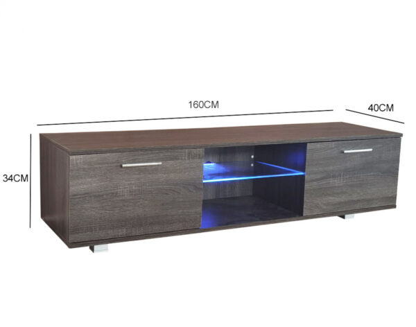   TV-Schrank Tenus – TV-Sideboard – LED-Beleuchtung – 160 cm breit – braungrau gefärbt