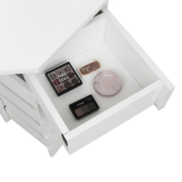 Eckschminktisch Make-up-Schminktisch mit 3 Spiegeln viel Stauraum 111 cm x 142 cm weiß - VDD World DE