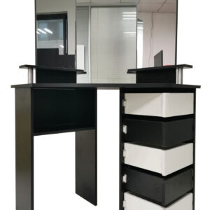 Ecke Schminktisch Make-up Schmink-Tisch mit 3 Spiegeln viel Stauraum 111 cm x 142 cm schwarz