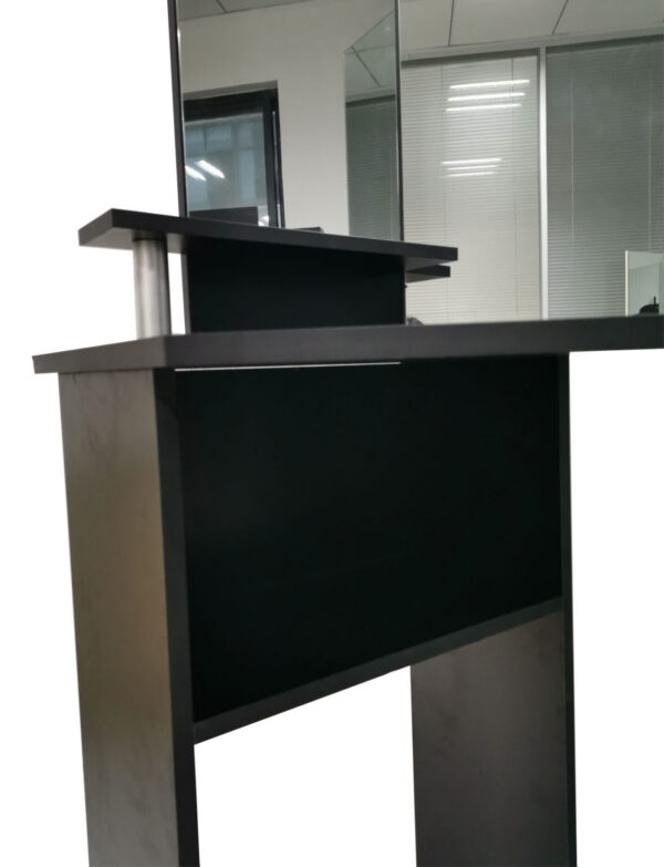   Ecke Schminktisch Make-up Schmink-Tisch mit 3 Spiegeln viel Stauraum 111 cm x 142 cm schwarz