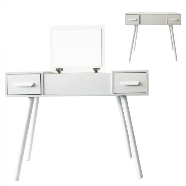   Schminktisch Make-up Make-up Schreibtisch mit Klappspiegel und 2 Schubladen
