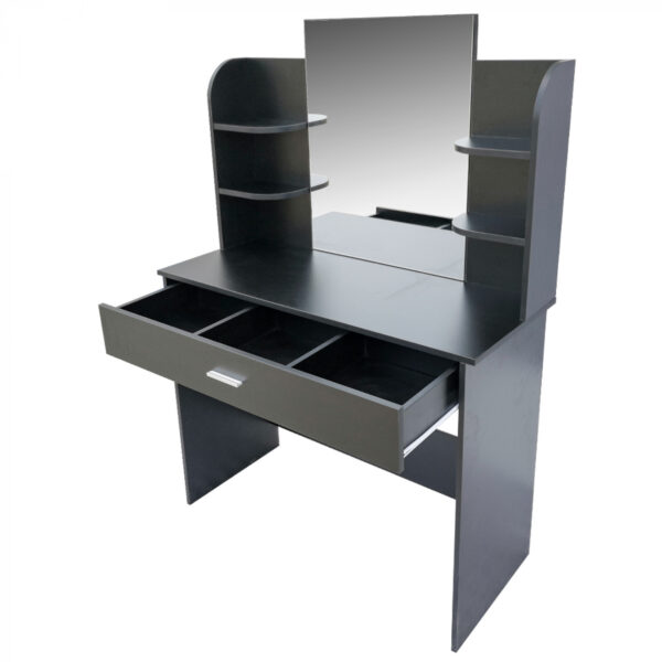  Schminktisch Make-up Schminktisch mit Spiegelschublade und Ablageflächen schwarz