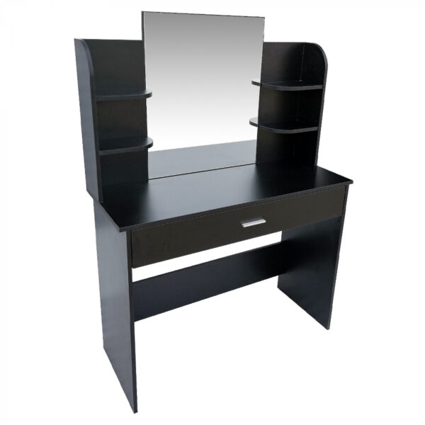   Schminktisch Make-up Schminktisch mit Spiegelschublade und Ablageflächen schwarz