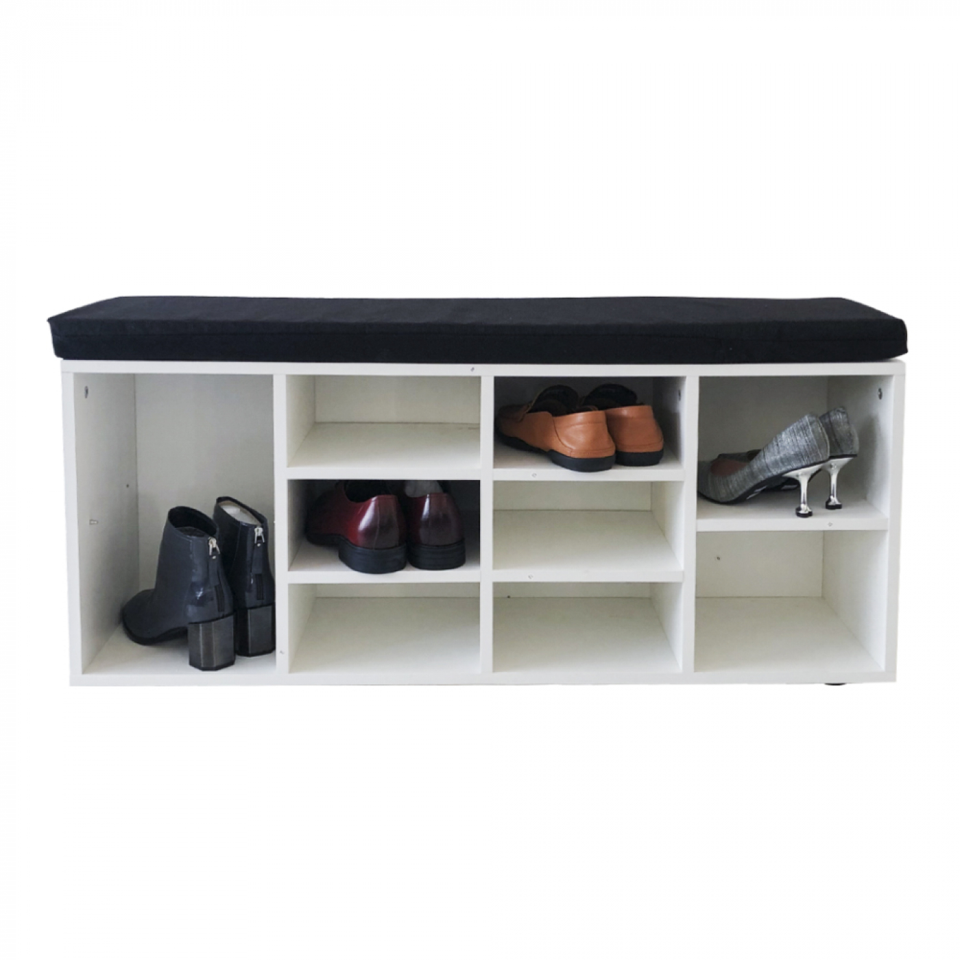 Schuhschrank Flurbank - offenes Schuhregal - mit Sitzkissen weiß