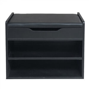 Schuhregal Hallenbank - offener Schuhschrank - mit klappbarem Sitzkissen - schwarz