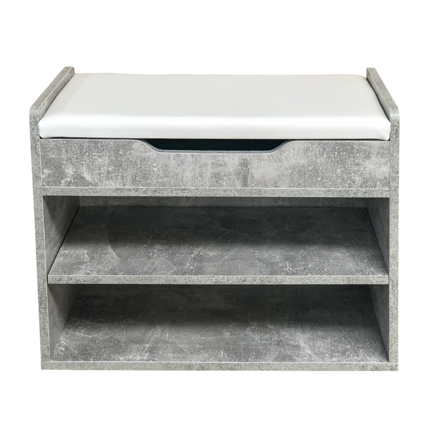 Schuhablage Dielenbank - offener Schuhschrank - mit klappbarem Sitzkissen - grau