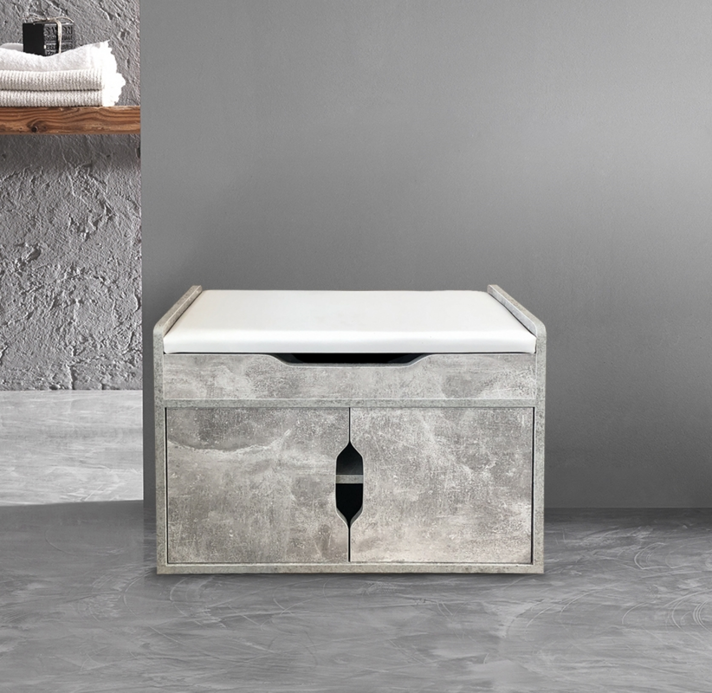 Schuhschrank Bankhalle mit Stauraum - Schuhregal - klappbares Sitzkissen - grau - alternatives Bild