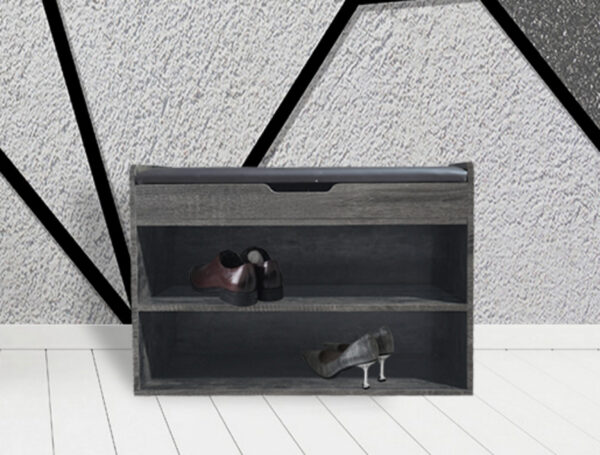Schuhschrank mit Sitzbank - Flurbank mit Schuhablagefächern - Braungrau - VDD World DE