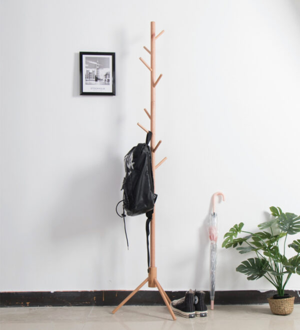  Stehgarderobe – Baumgarderobe 8 Haken Holz – 178 cm hoch – hellbraun