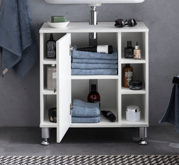   Badezimmerschrank Waschtischunterschrank Clevaso weiß