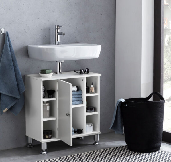   Badezimmerschrank Waschtischunterschrank Clevaso weiß