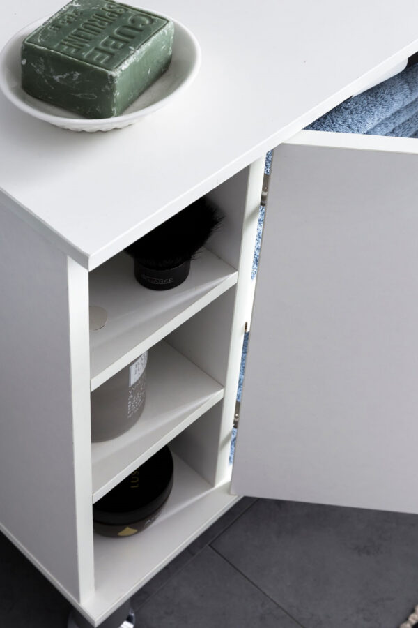   Badezimmerschrank Waschtischunterschrank Clevaso weiß