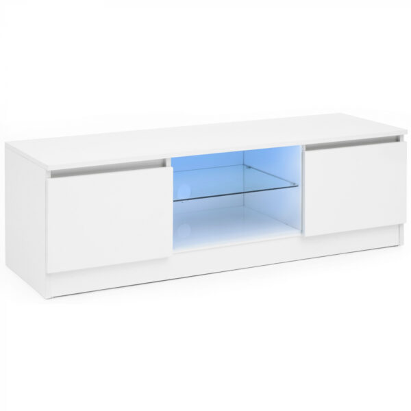   TV-Schrank – TV-Schrank – LED-Beleuchtung – 120 cm breit – weiß