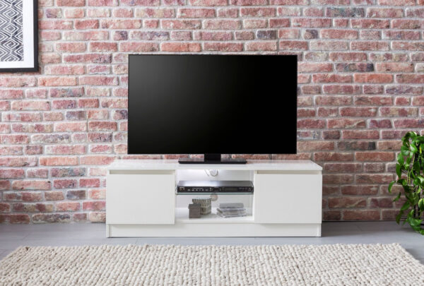   TV-Schrank – TV-Schrank – LED-Beleuchtung – 120 cm breit – weiß