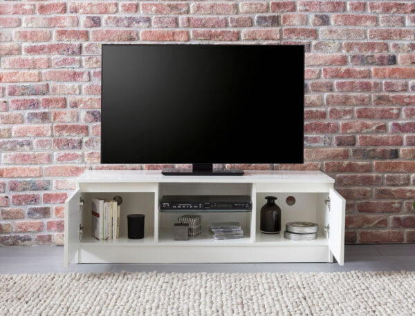   TV-Schrank – TV-Schrank – LED-Beleuchtung – 120 cm breit – weiß