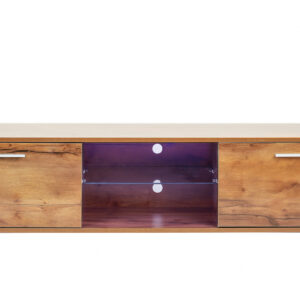 TV-Schrank - Sideboard - LED-Beleuchtung - 140 cm breit - braune Holzstruktur