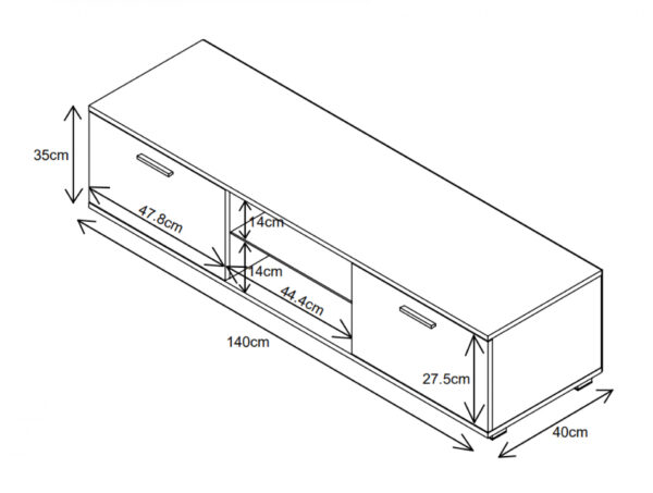 TV-Schrank TV-Schrank Tenus inkl. LED Korpus weiß Front weiß hochglanz - VDD World DE