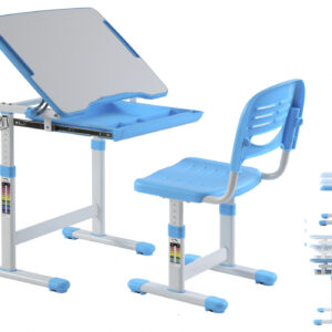 Kinderschreibtisch mit Schreibtischstuhl ergonomisch höhenverstellbar - Zeichentisch - Schulbank
