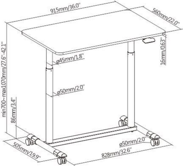 Schreibtisch-Sitz-Ständer mobil - Laptoptisch - höhenverstellbar - VDD World DE