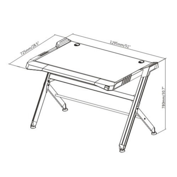 Spieltisch Tisch Thomas Design - mit LED-Beleuchtung - Gaming-Schreibtisch einrichten - VDD World DE