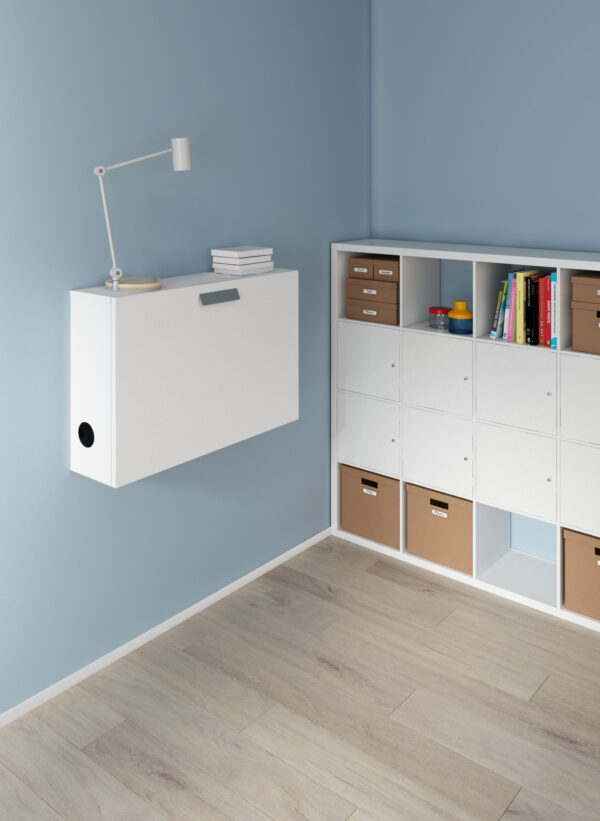 Wandschreibtisch schwebend hängend - Schreibtisch an der Wand montiert - klappbar - platzsparend - VDD World DE