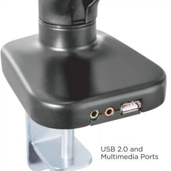   Monitorhalterung Gasfeder – Monitorarm – USB 2.0 und Multimedia-Anschluss – drehbar neigbar