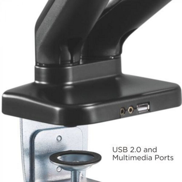   Monitorhalterung 2 Bildschirme Gasfedermechanismus – Monitorarm – USB 2.0 und Multimedia-Anschluss