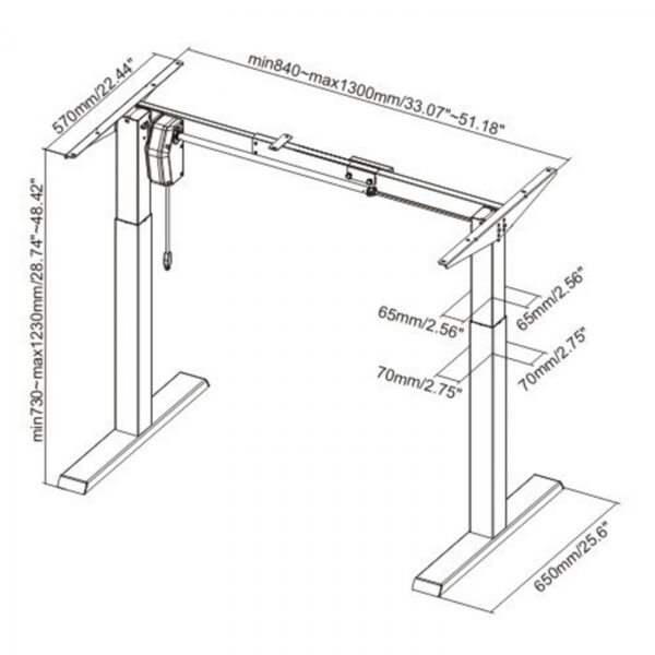 Schreibtisch elektrisches Sitz-Steh-Gestell - höhenverstellbar - Tischplattengröße 100 bis 160 cm - VDD World DE