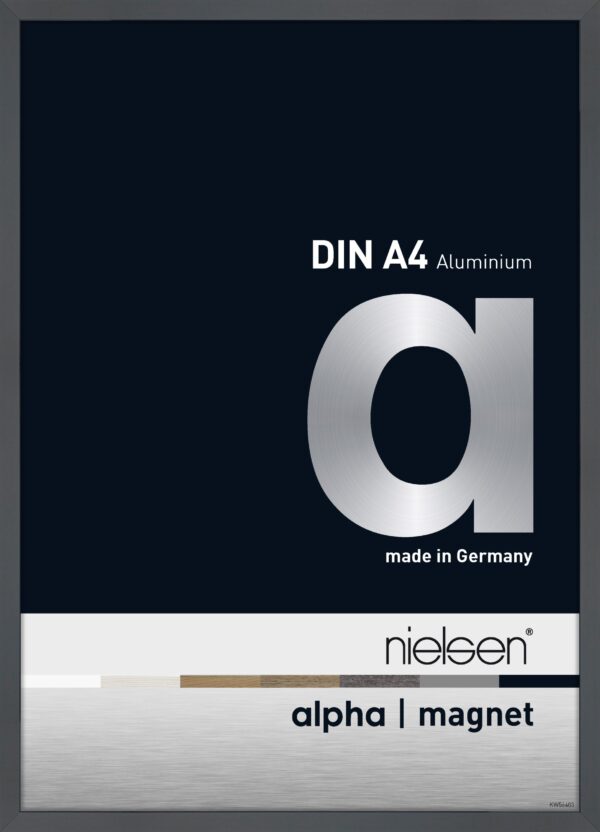 Austauschbarer Frontlader Nielsen Alpha Magnet Aluminium A4 Format Glossy Dark grey - VDD World DE
