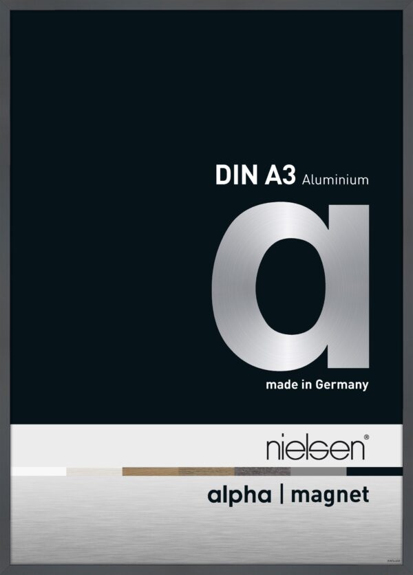 Austauschbarer Frontlader Nielsen Alpha Magnet Aluminium A3 Format Glossy Dark grey - VDD World DE
