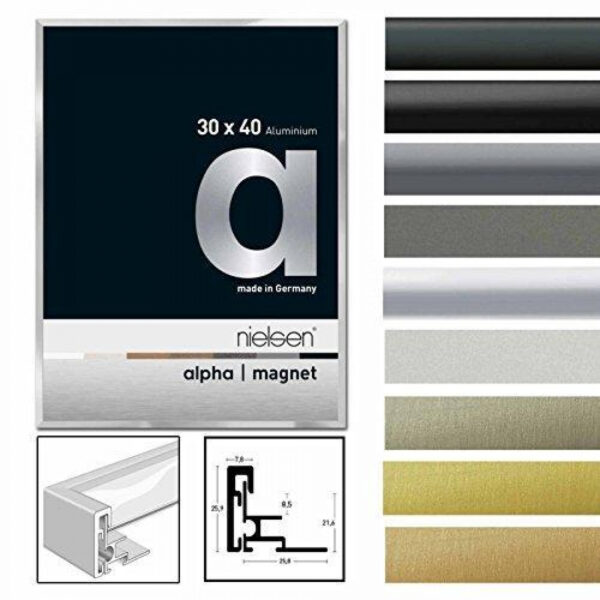 Wechselrahmen Frontlader Nielsen Alpha Magnet Aluminium A2 Format Silber - VDD World DE