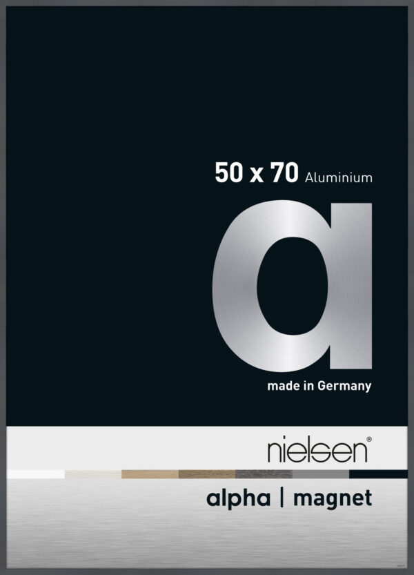 Wechselrahmen Frontlader Nielsen Alpha Magnet Aluminium Format 50 cm x 70 cm Glanz Dunkelgrau - VDD World DE