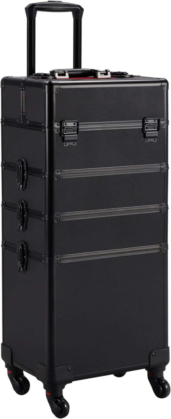   Visagie Schminkkoffer Kosmetik Friseurwagen Beauty Case 4 in 1 Schwarz