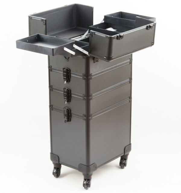   Visagie Schminkkoffer Kosmetik Friseurwagen Beauty Case 4 in 1 Schwarz