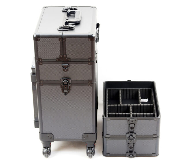   Visagie Schminkkoffer Kosmetik Friseurwagen Beauty Case 4 in 1 Schwarz