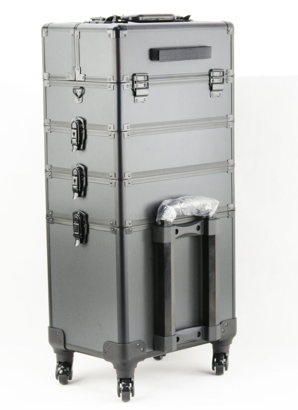   Visagie Schminkkoffer Kosmetik Friseurwagen Beauty Case 4 in 1 Schwarz