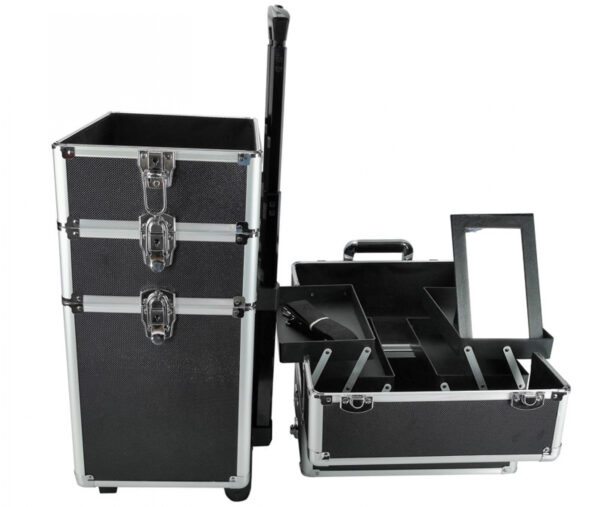   Schminkkoffer Kosmetik Friseurwagen Kosmetikkoffer 4 in 1 schwarz