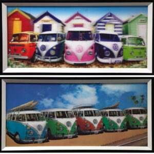 VW Volkswagen Retro Vintage Bus 3D holografische Malerei SET von 2 Stück