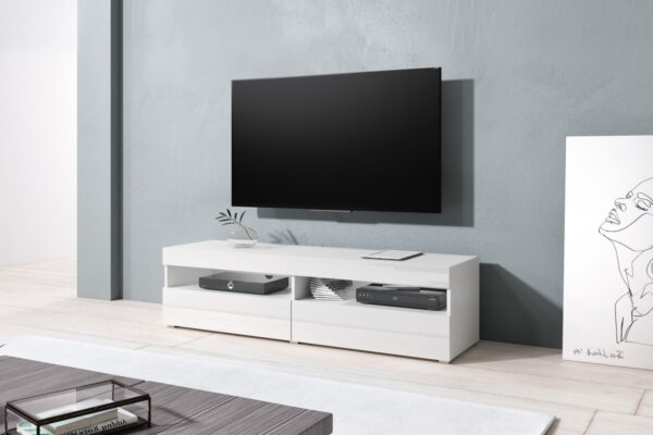   TV-Möbel TV-Möbel Kubrick 140 cm Korpus weiß Front weiß hochglanz