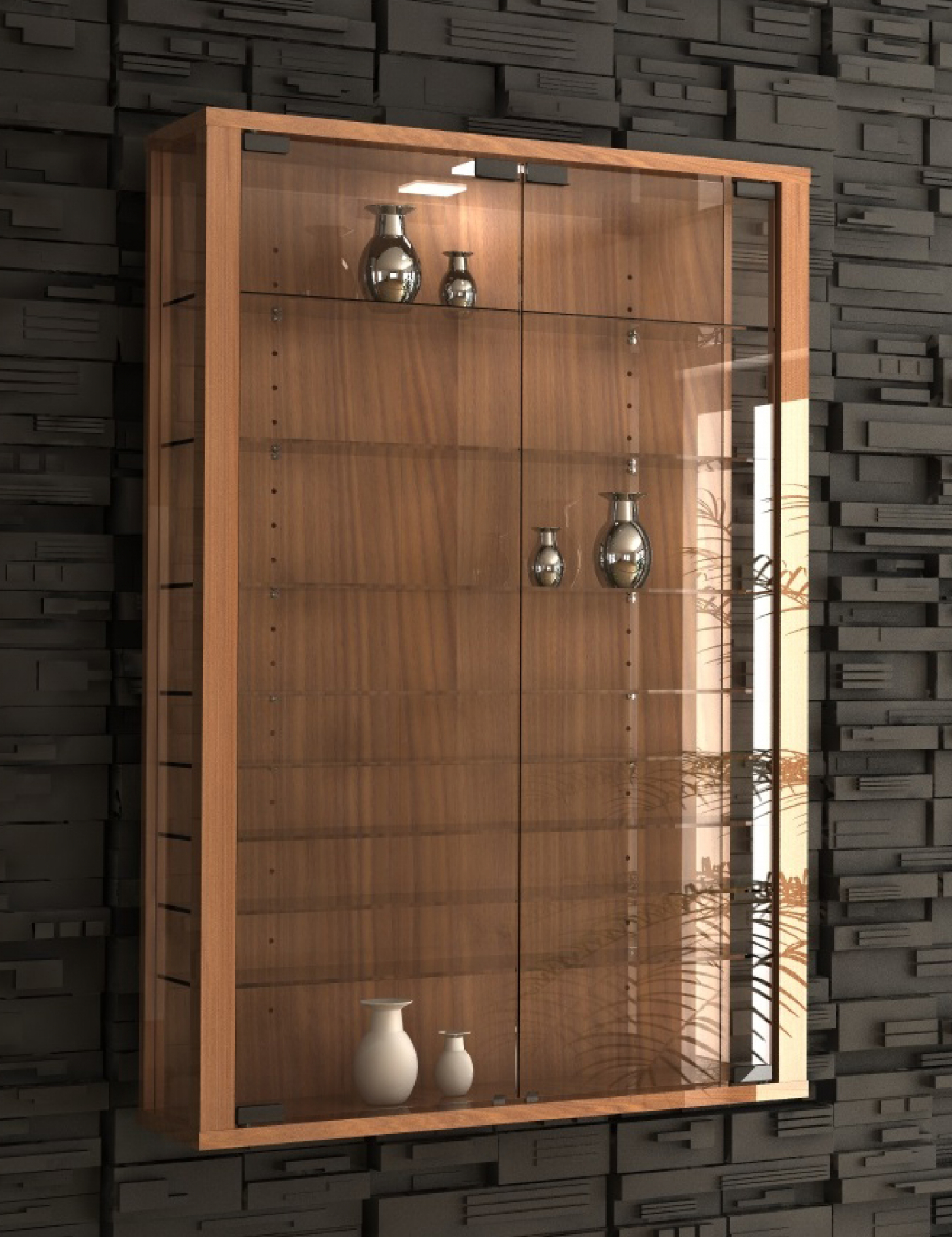 Vitrine Wandvitrine Vitrosa Mini dunkelbraune Nussbaumfarbe
