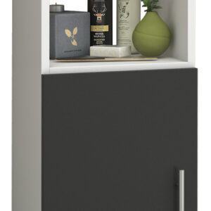 Säulenschrank Flandu - Badschrankmöbel - 93 cm hoch - weiß schwarz