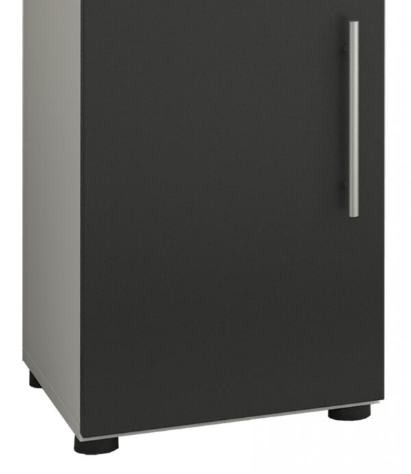   Säulenschrank Flandu – Badschrankmöbel – 93 cm hoch – weiß schwarz