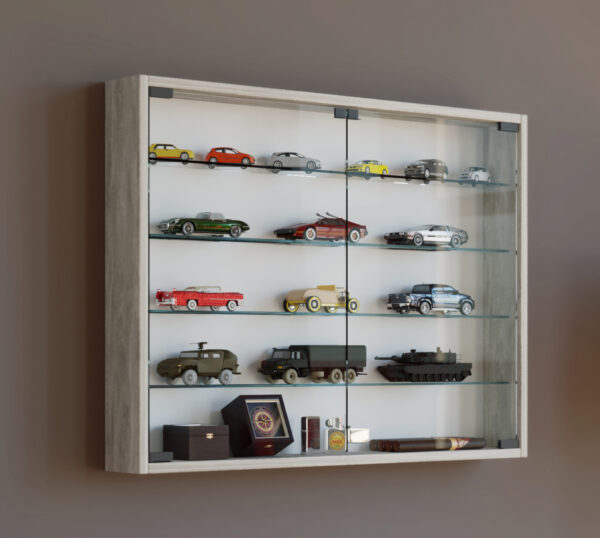   Vitrinenwandvitrine Mandosa L Grau Betonoptik