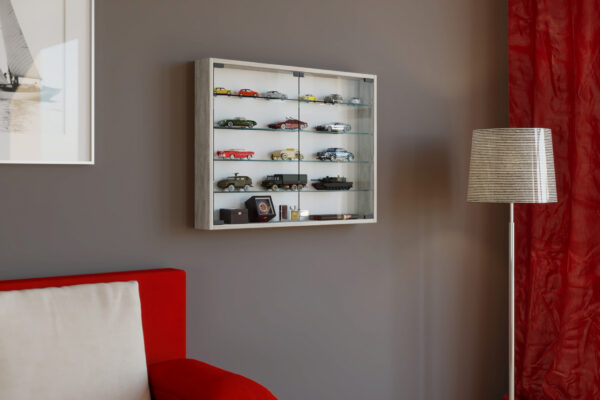   Vitrinenwandvitrine Mandosa L Grau Betonoptik