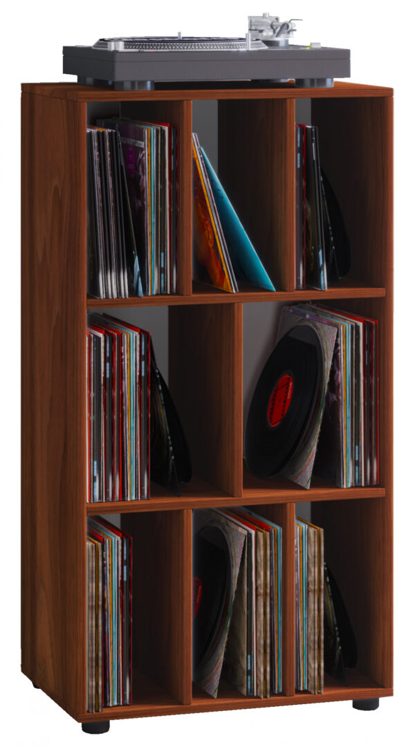 LP Vinylschrank Schaltino 8 Fächer walnussfarben - VDD World DE