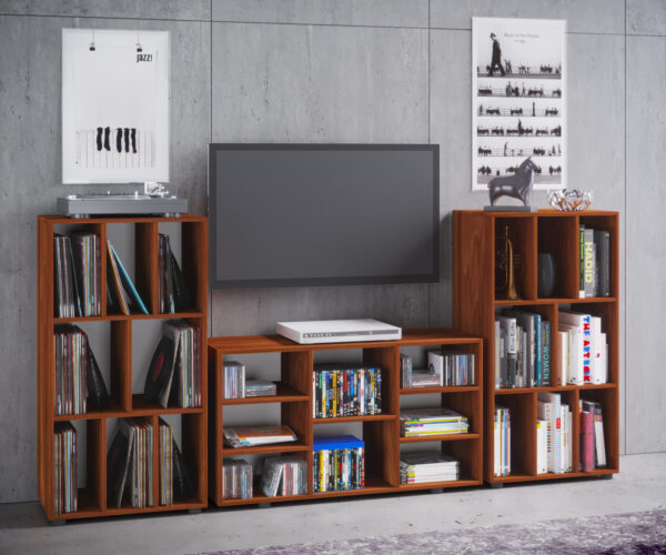 LP Vinylschrank Schaltino 8 Fächer walnussfarben - VDD World DE