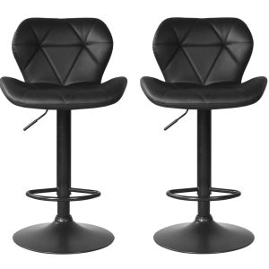2er-Set schwarze Barhocker - Barhocker mit Rückenlehne - Höhenverstellbare Barhocker