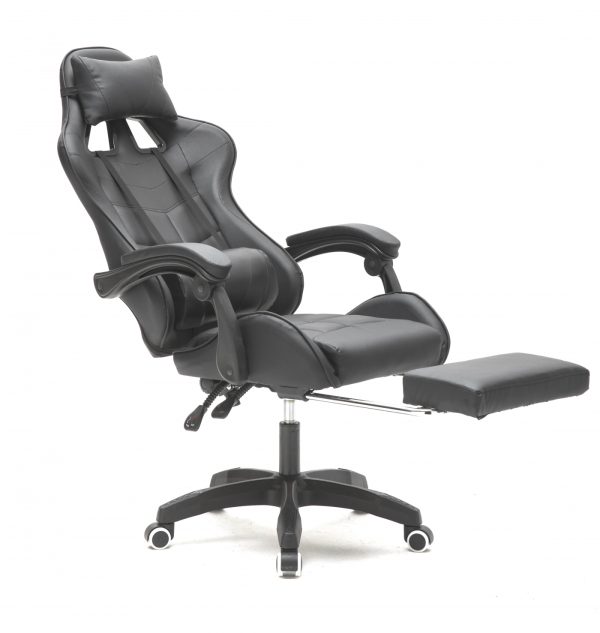 Gaming Stuhl mit Fußstütze Cyclone Teenager - Bürostuhl - Racing Gaming Stuhl - schwarz - VDD World DE