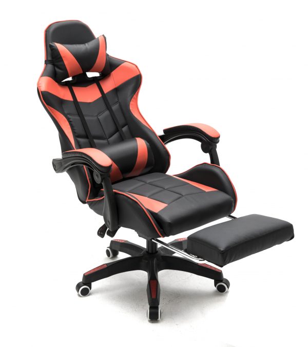 Gaming Stuhl mit Fußstütze Cyclone Teenager - Bürostuhl - Racing Gaming Stuhl - Rot Schwarz - VDD World DE